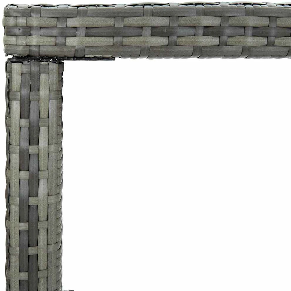 Sodo baro stalas, pilkas, 130x60x110cm, poliratanas ir stiklas