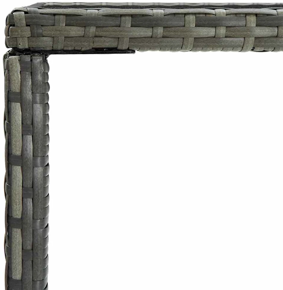Sodo baro stalas, pilkas, 70x70x110cm, poliratanas ir stiklas
