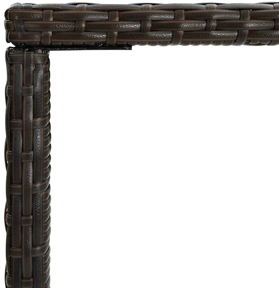 Sodo baro stalas, rudas, 70x70x110cm, poliratanas ir stiklas