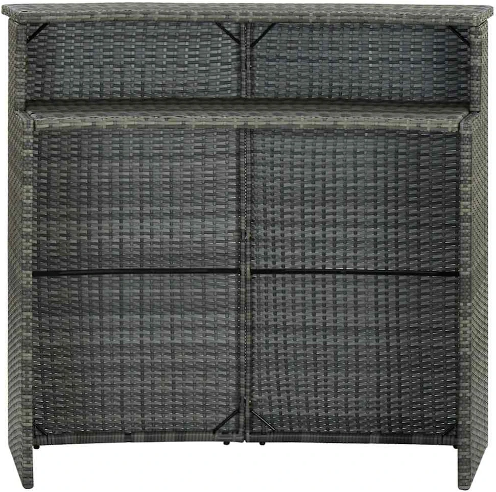 Sodo baro staliukas, pilkos spalvos, 120x55x110cm, poliratanas
