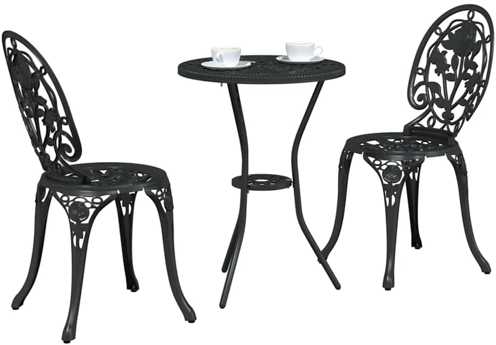 Sodo Bistro Rinkinys 3 vnt. Juoda Aliuminis