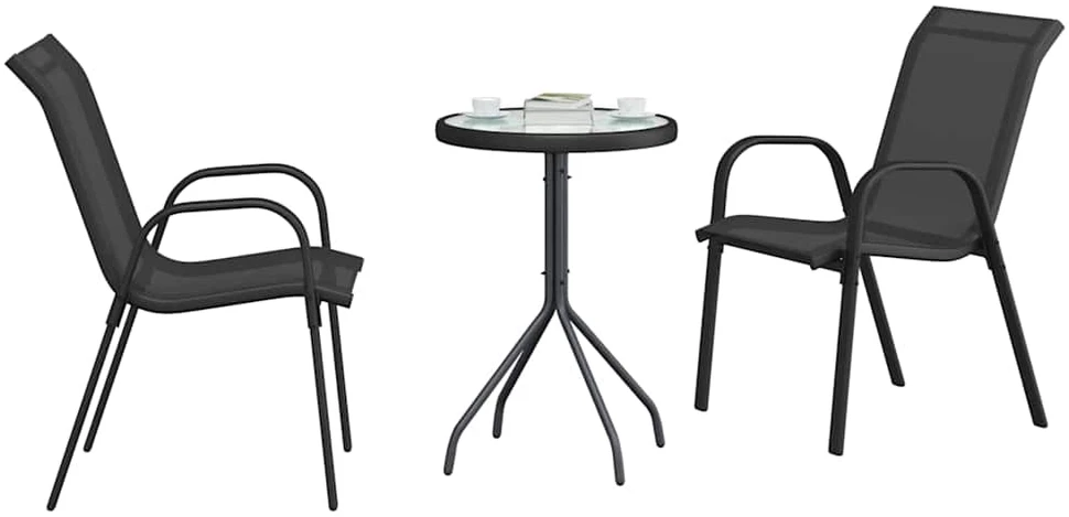 Sodo Bistro Rinkinys 3 vnt. Juoda Plienas