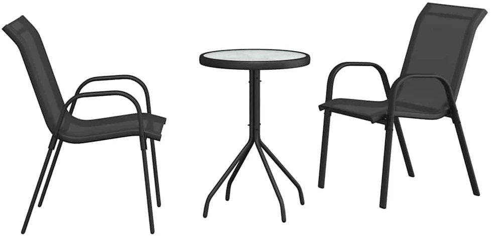 Sodo Bistro Rinkinys 3 vnt. Juoda Plienas