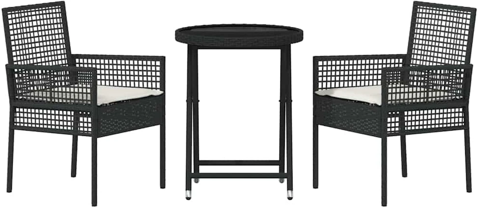 Sodo Bistro Rinkinys 3 vnt. Juoda poliratanas