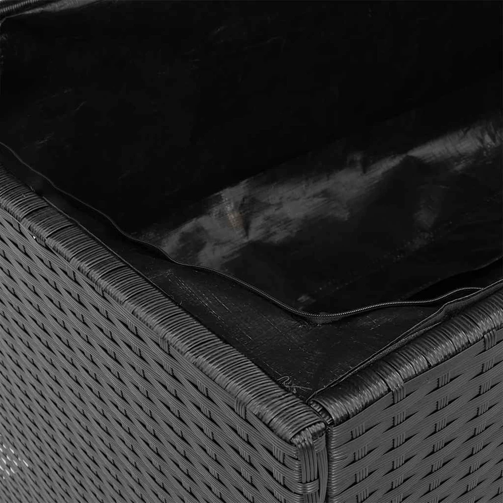 Sodo daiktadėžė, juoda, 110x50x54cm, poliratanas ir akacija