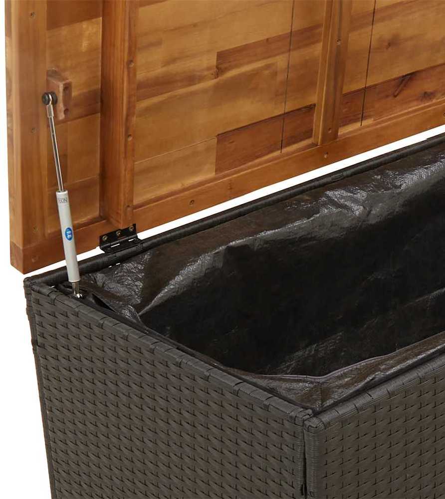 Sodo daiktadėžė, juoda, 110x55x63cm, poliratanas ir akacija