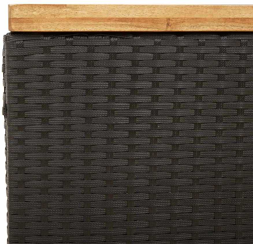 Sodo daiktadėžė, juoda, 110x55x63cm, poliratanas ir akacija