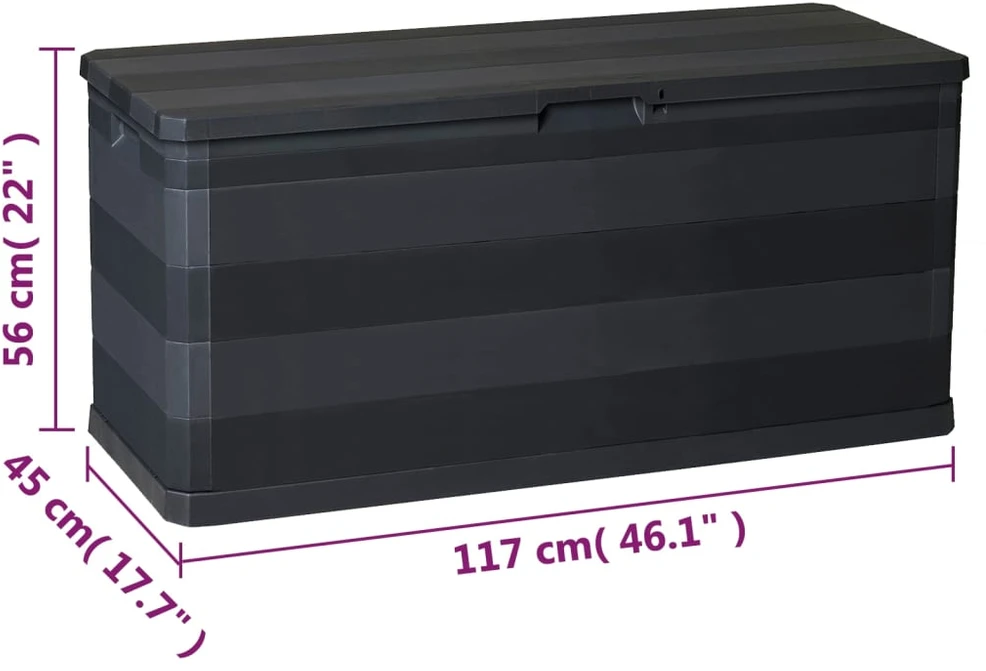 Sodo daiktadėžė, juoda, 117x45x56 cm