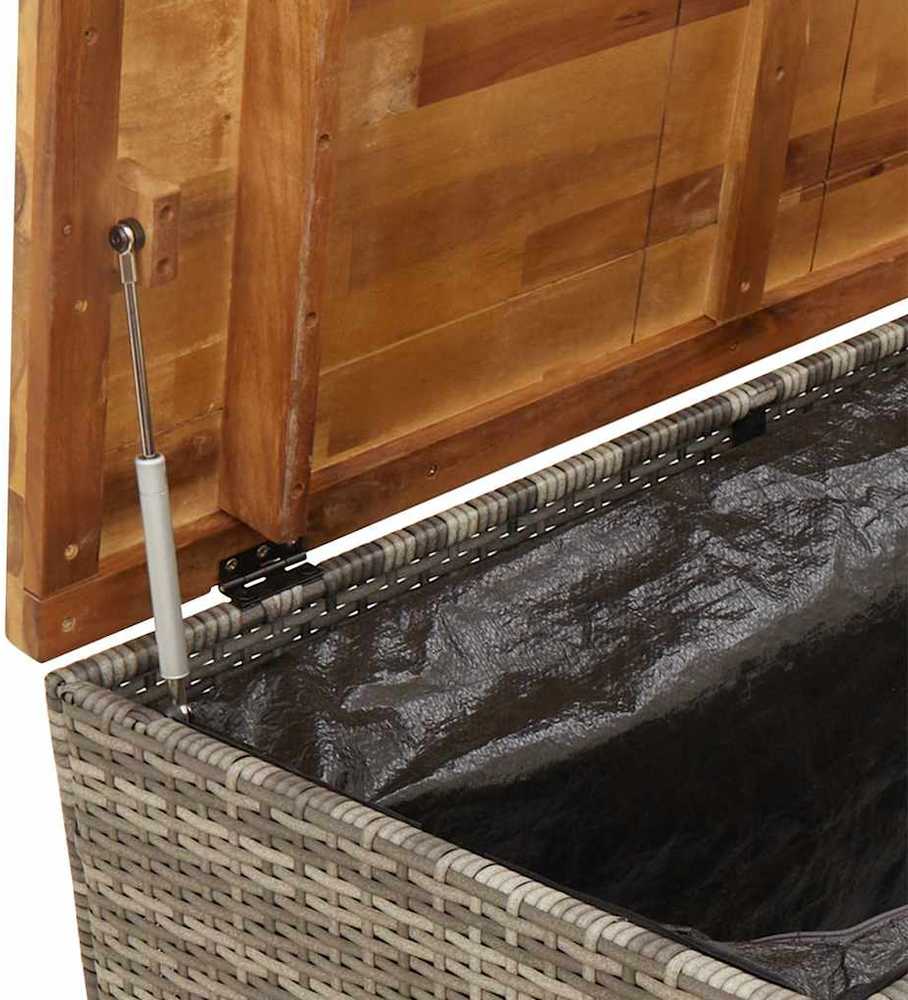 Sodo daiktadėžė, pilka, 110x55x63cm, poliratanas ir akacija
