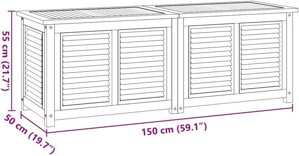 Sodo daiktadėžė su krepšiu, 150x50x53cm, tikmedžio masyvas