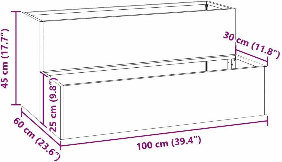 Sodo vazonas Sidabro 100 x 60 x 45 cm Nerūdijantis Plienas