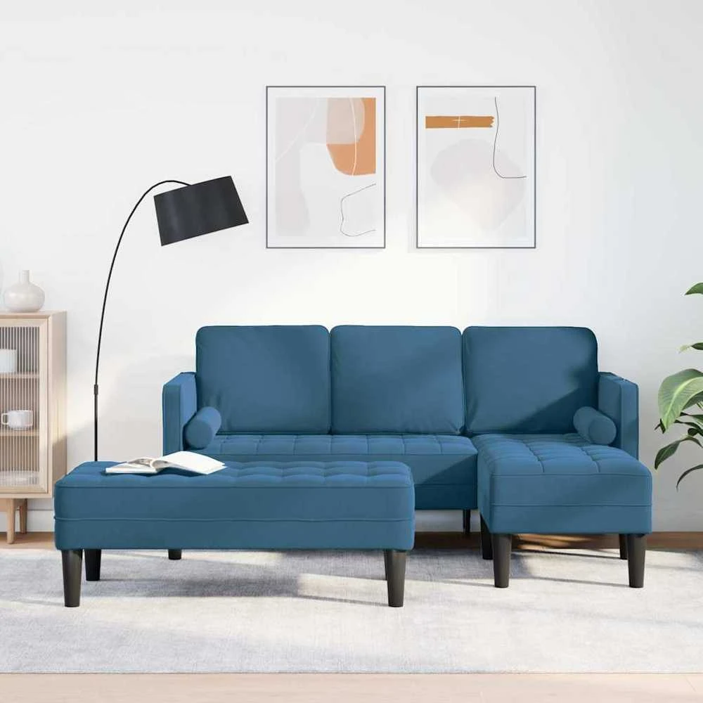Sofa Sofos komplektas 2 vnt. Mėlyna Poliesteris