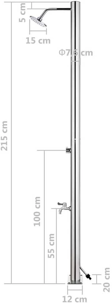 Sodo dušas, 215cm, nerūdijantis plienas