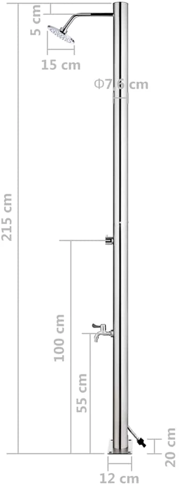 Sodo dušas, 215cm, nerūdijantis plienas