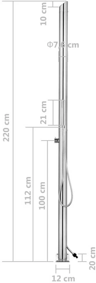 Sodo dušas, 220cm, nerūdijantis plienas