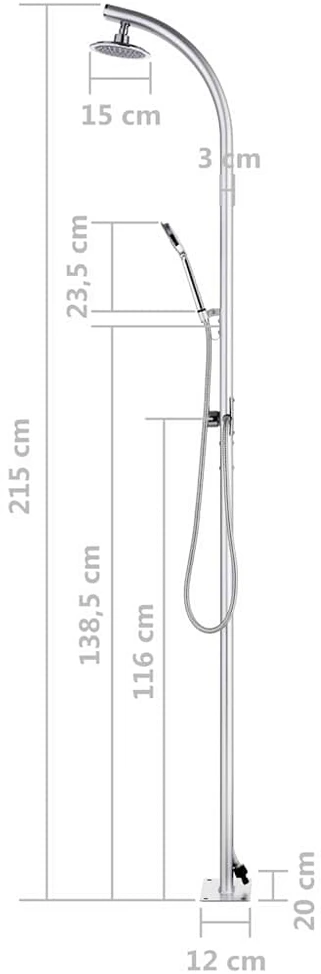 Sodo dušas su pilku pagrindu, 220cm, aliuminis (315943+48205)