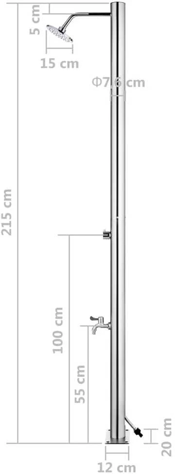 Sodo dušas su pilku pagrindu, 220cm, nerūdijantis plienas