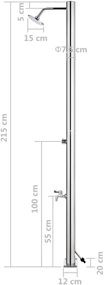 Sodo dušas su pilku pagrindu, 220cm, nerūdijantis plienas