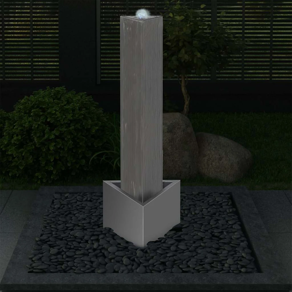Sodo fontanas, sidabrinis, 37,7x32,6x110cm, plienas