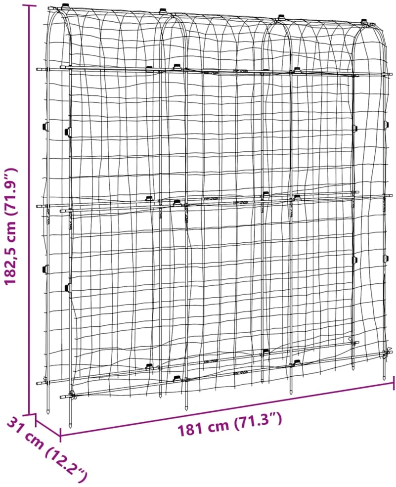 Sodo grotelės vijokliniams augalams, 181x31x182,5cm, plienas