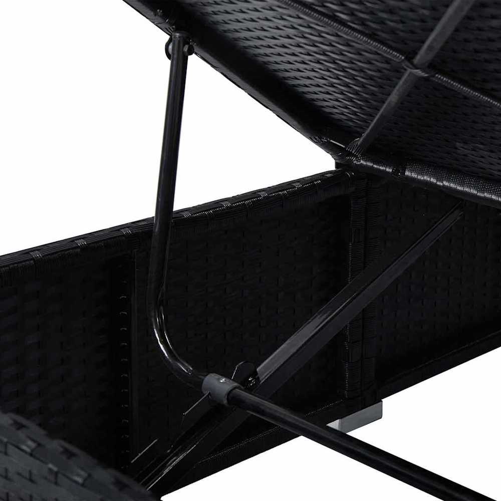 Sodo gultai su pagalve 3 pcs Juoda Poli ratanas