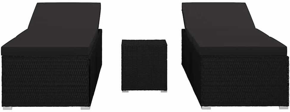 Sodo gultai su pagalve 3 pcs Juoda Poli ratanas