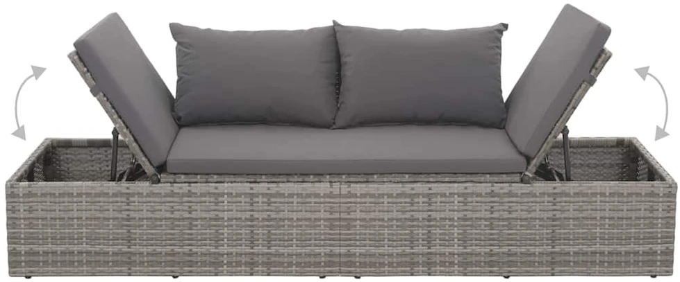 Sodo gultas, pilkas, 195x60 cm, poliratanas