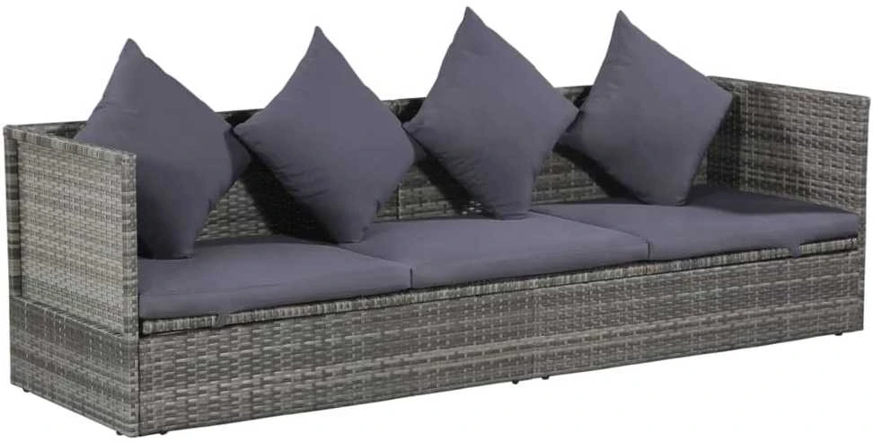 Sodo gultas, pilkas, 200x60 cm, poliratanas