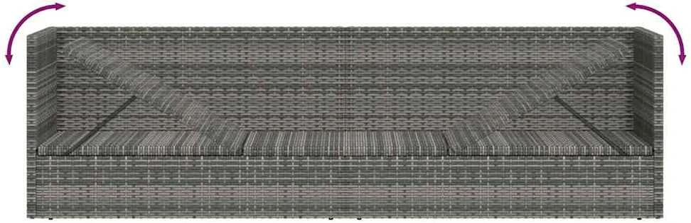Sodo gultas, pilkas, 200x60 cm, poliratanas