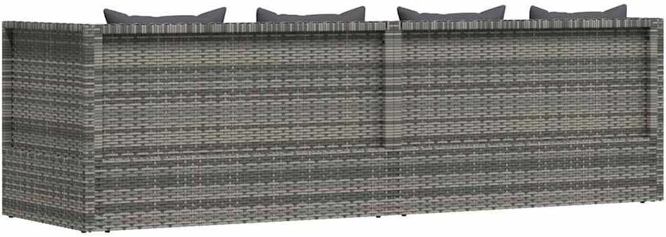 Sodo gultas, pilkas, 200x60 cm, poliratanas