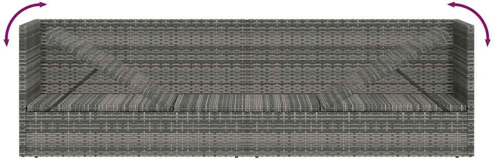 Sodo gultas, pilkas, 200x60 cm, poliratanas