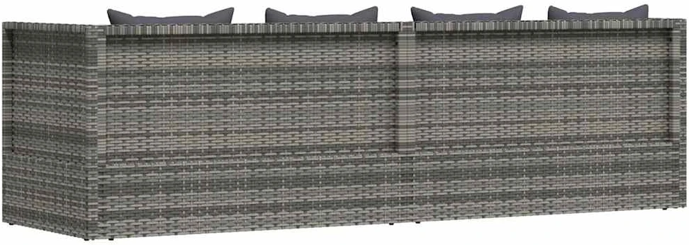 Sodo gultas, pilkas, 200x60 cm, poliratanas