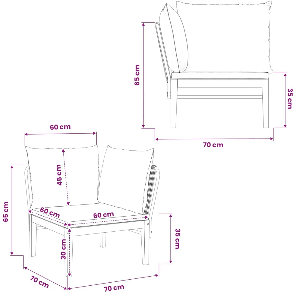 Sodo kampinė sofa su pagalvėlėmis Natūrali
