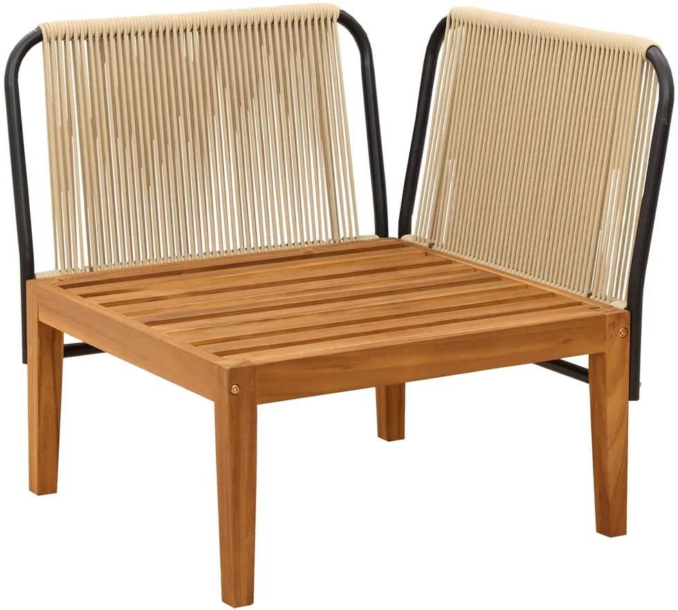 Sodo kampinė sofa su pagalvėlėmis Natūrali