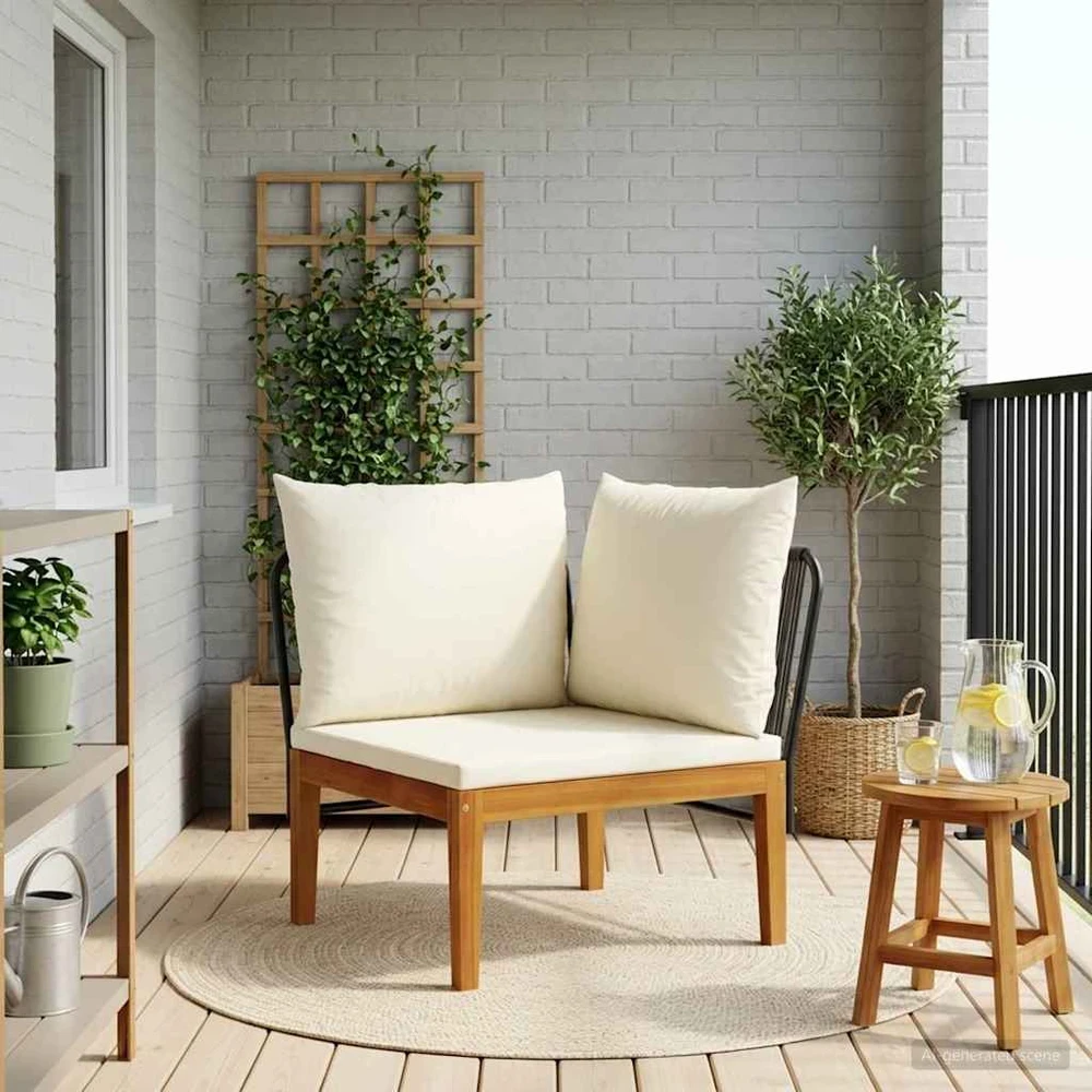 Sodo kampinė sofa su pagalvėlėmis Natūrali