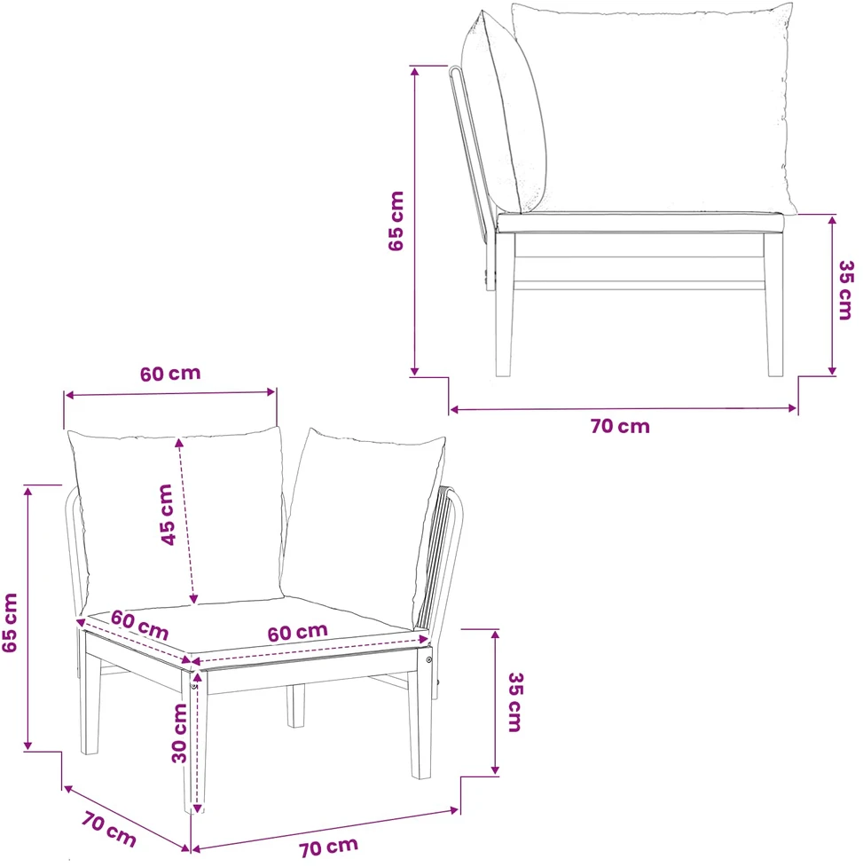 Sodo kampinė sofa su pagalvėlėmis Natūrali