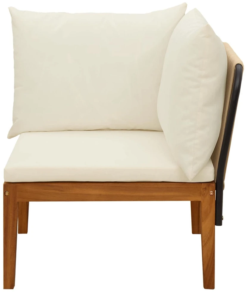 Sodo kampinė sofa su pagalvėlėmis Natūrali