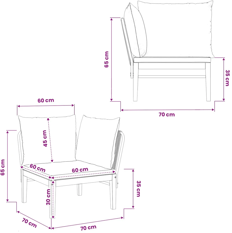 Sodo kampinė sofa su pagalvėlėmis Natūrali