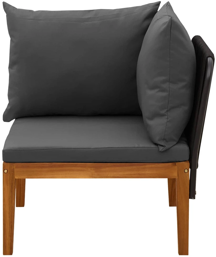 Sodo kampinė sofa su pagalvėlėmis Natūrali