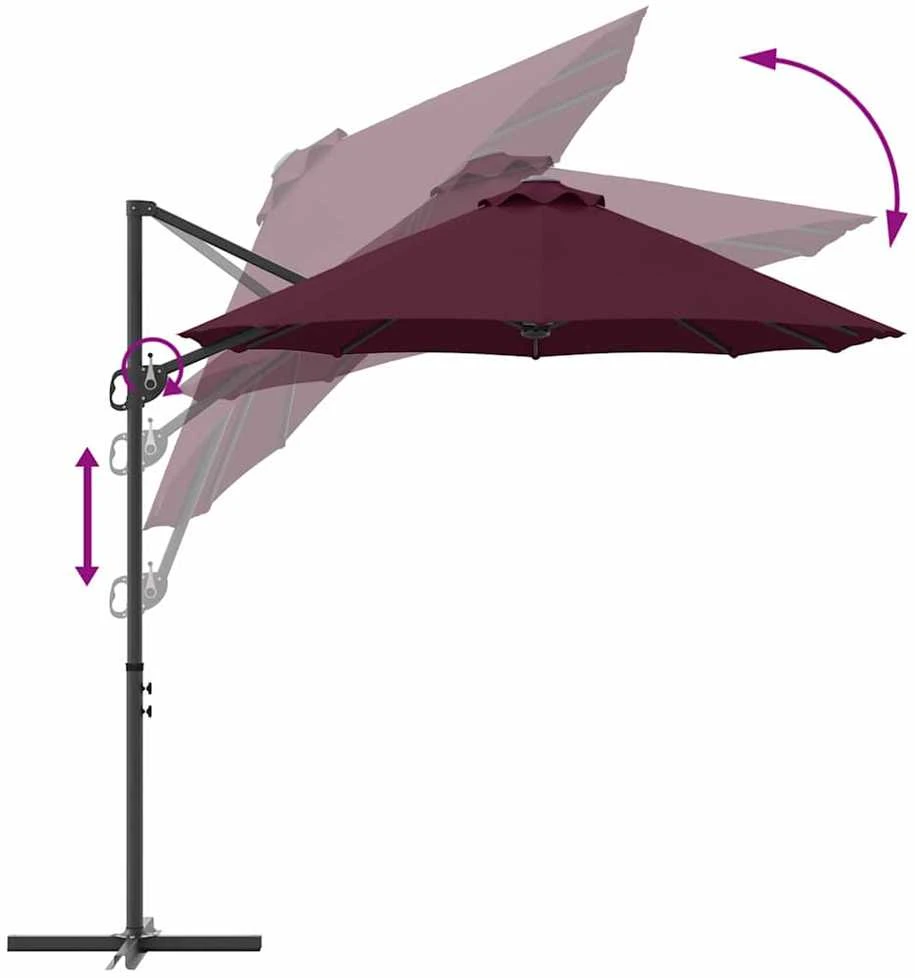 Skėtis nuo saulės Bordo raudona 372 x 198 x 243 cm