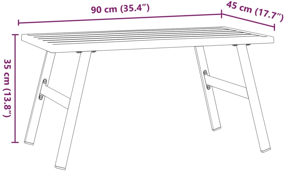 Sodo kavos staliukas, juodos spalvos, 90x45x35cm, plienas