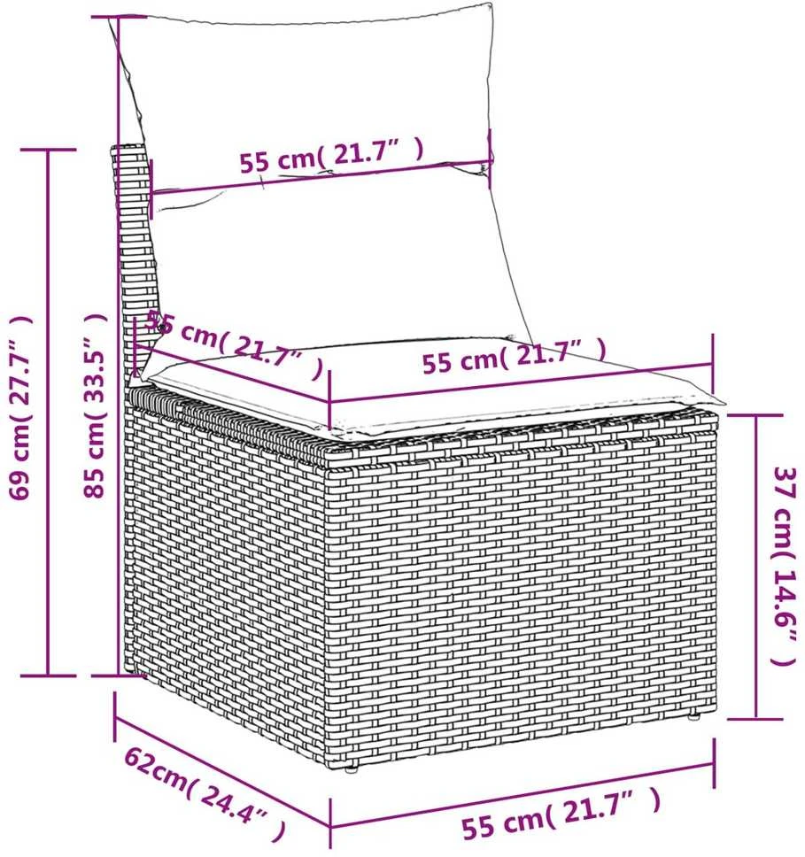 | Sodo sofa | su pagalve Ruda 55 x 62 x 69 cm Poli ratanas