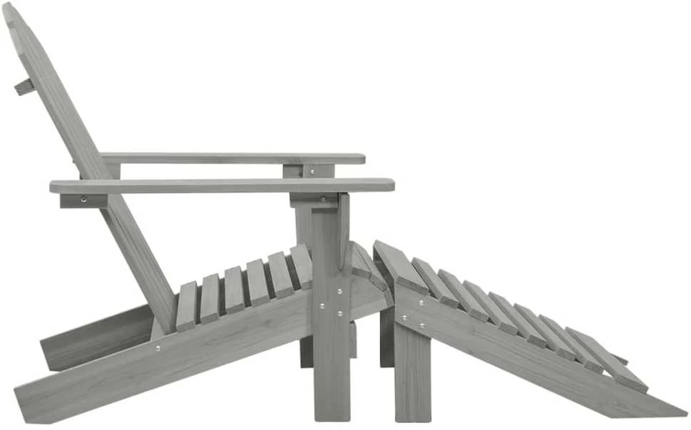Sodo kėdė su atrama kojoms, pilka, mediena