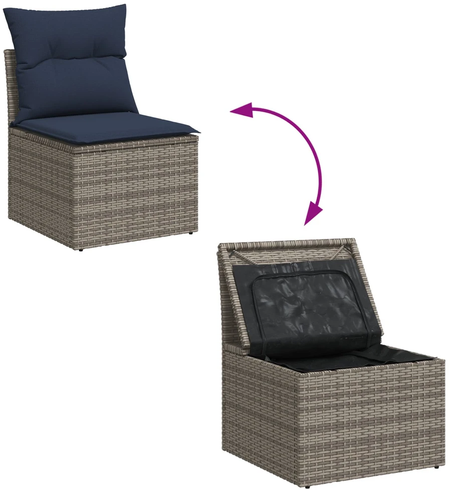 | Sodo sofa | su pagalve Pilka 55 x 62 x 69 cm Poli ratanas