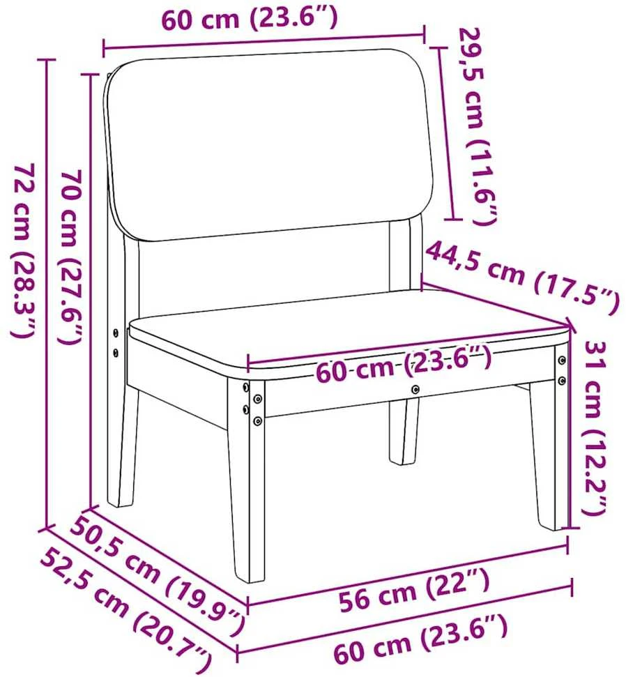 sodo kėdės 2 vnt 60x52,5x72 cm pušies masyvo