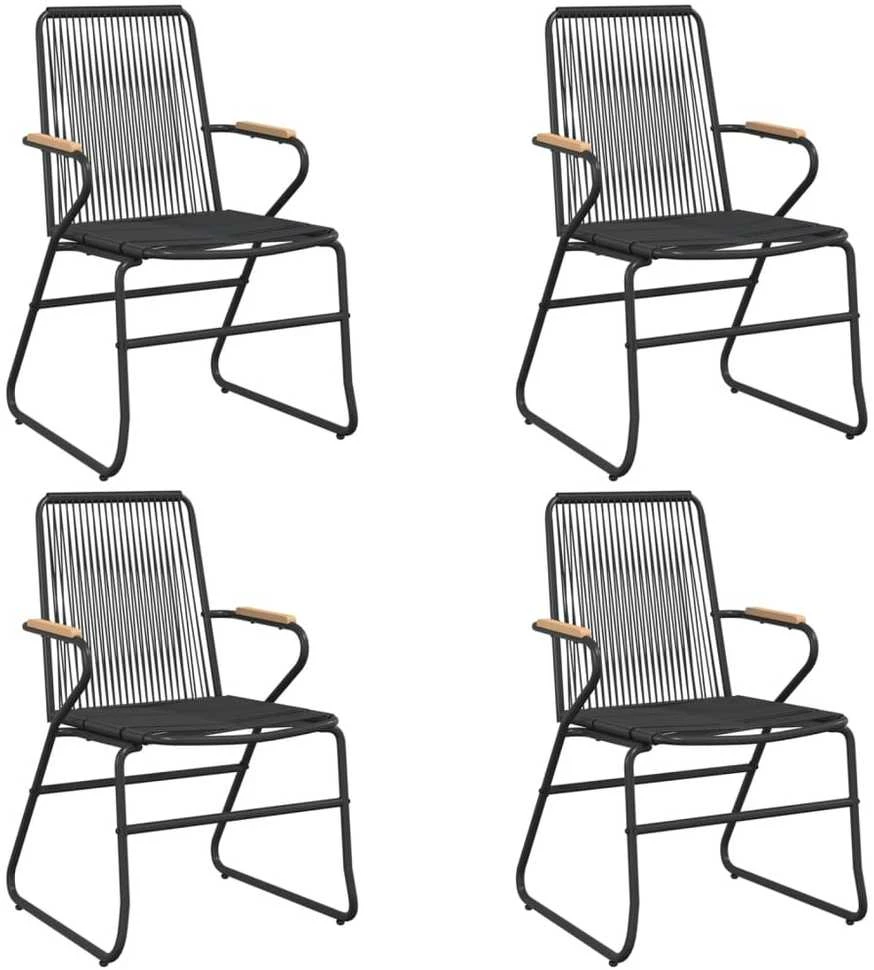 Sodo kėdės, 4vnt., juodos spalvos, 58x59x85,5cm, PVC ratanas