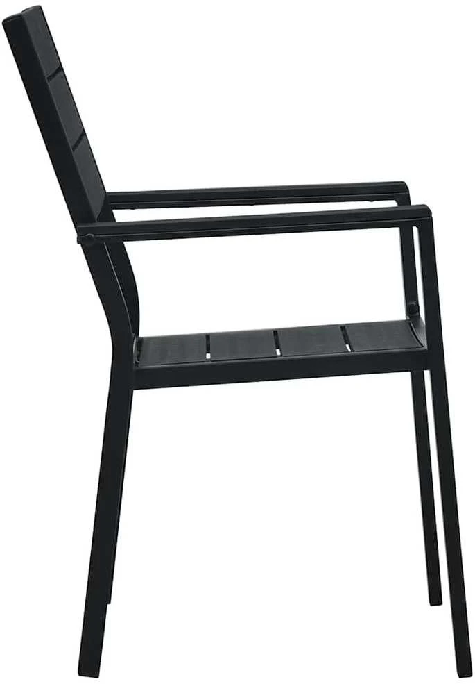 Sodo kėdės, 4vnt., juodos spalvos, HDPE, medienos imitacija
