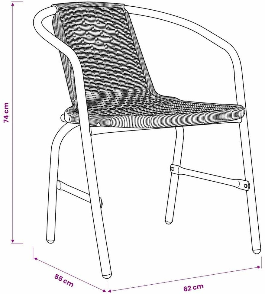 Sodo kėdės, 4vnt., plastikinis ratanas ir plienas, 110kg