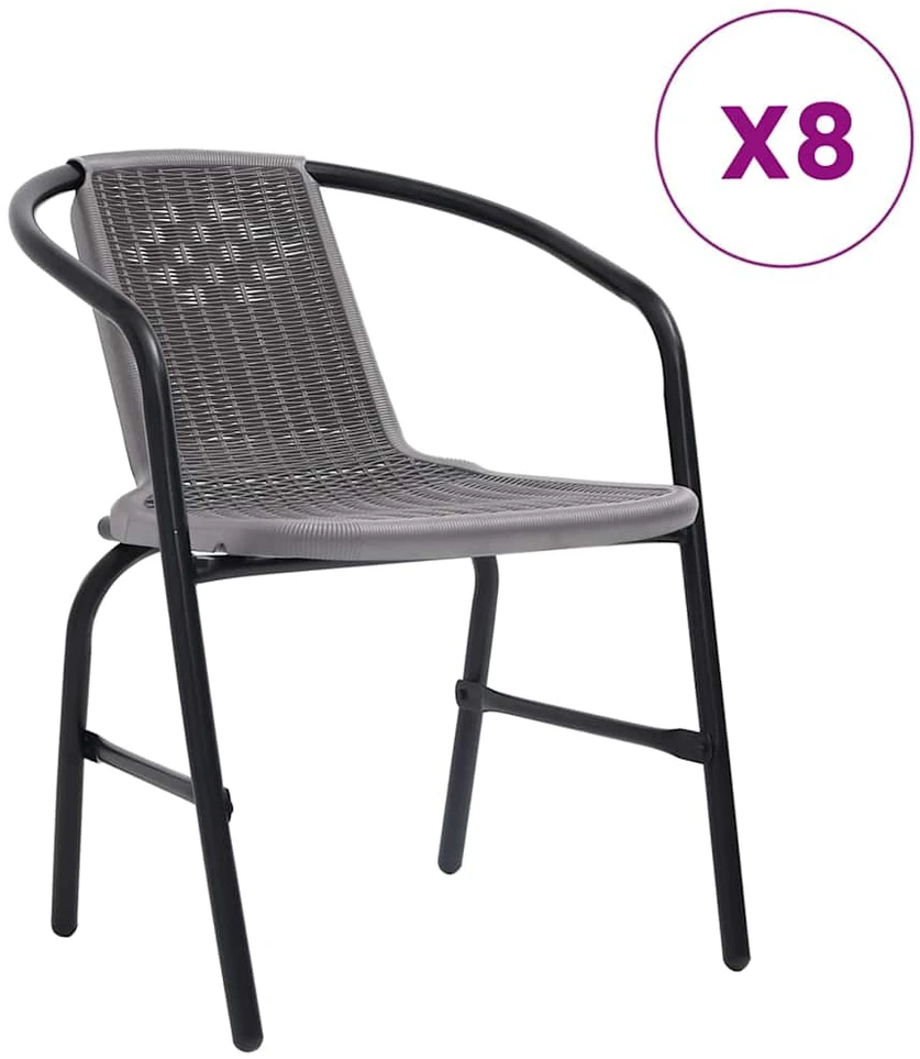 Sodo kėdės, 8vnt., plastikinis ratanas ir plienas, 110kg