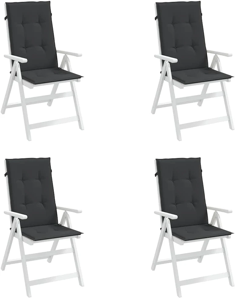 Sodo kėdės pagalvėlės, 4vnt., juodos, 120x50x3cm, audinys
